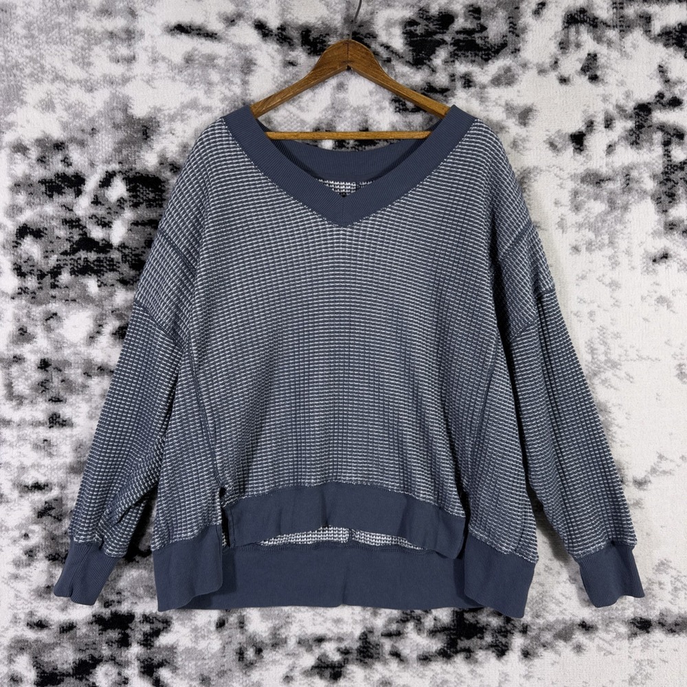 American Eagle Sweatshirt Womens Size Small Waffle Knit‎ Cotton Recycled Poly